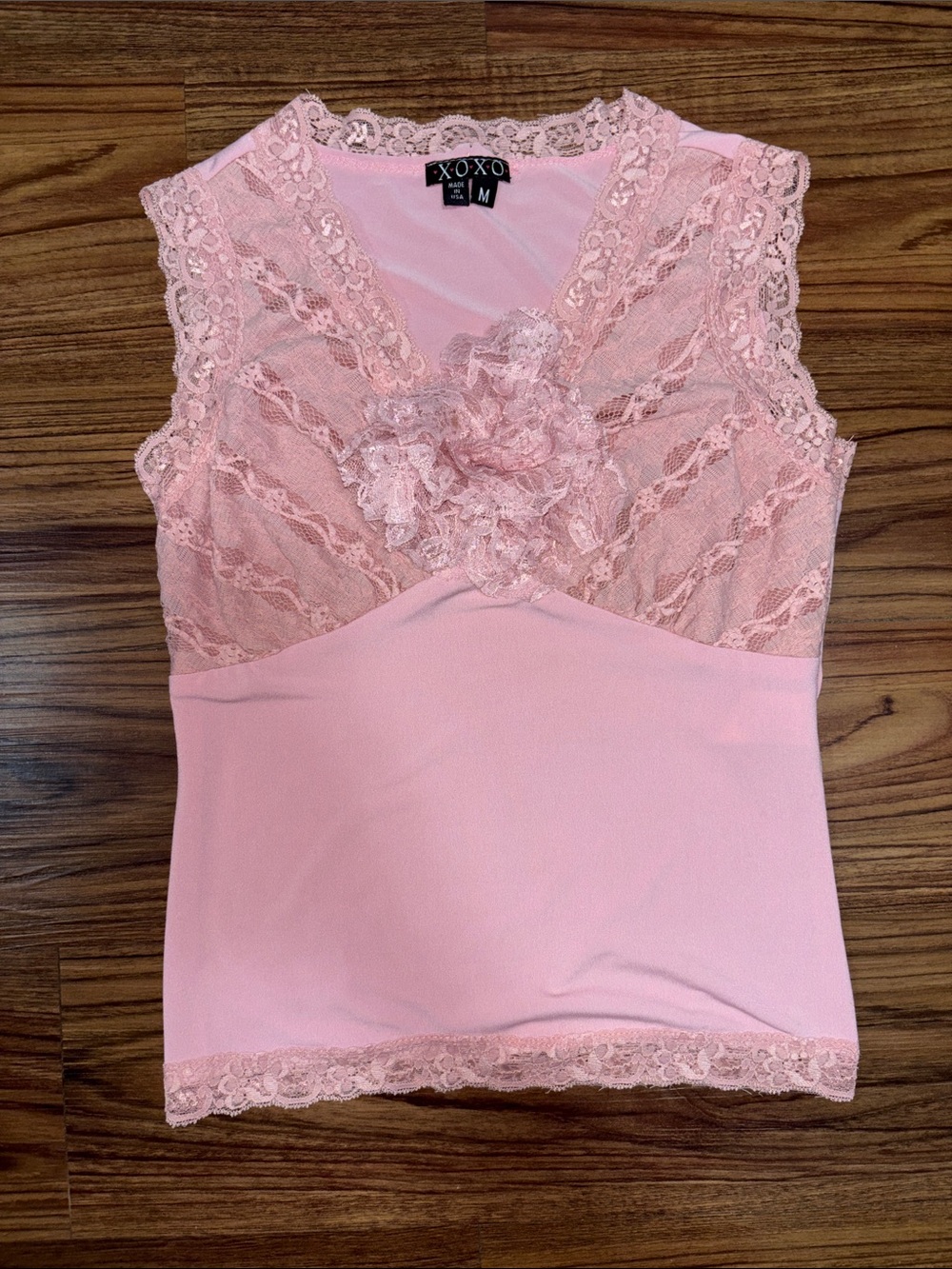 Y2K XOXO Light Pink Lace Sleeveless Top